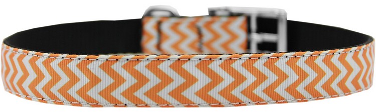 Chevrons Nylon Dog Collar with classic buckle 3/4" Orange Size 20